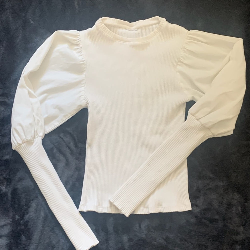 ZARA KIDS White Puffed Sleeve Fashionable Top